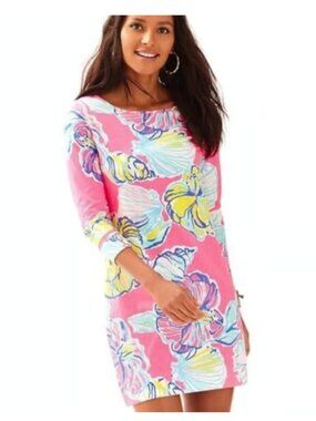 Lilly Pulitzer Marlowe Dress 100% Cotton Swept By The Tides Print Size XS